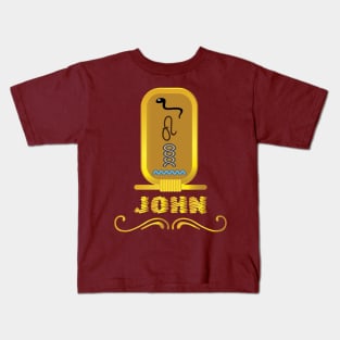 JOHN-American names in hieroglyphic letters-JOHN, name in a Pharaonic Khartouch-Hieroglyphic pharaonic names Kids T-Shirt